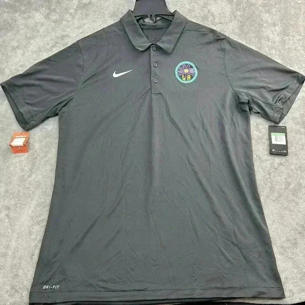 Nike Shirt Mens Size XLT Los Angeles Sparks WNBA Polo Gray Basketball Dri-Fit